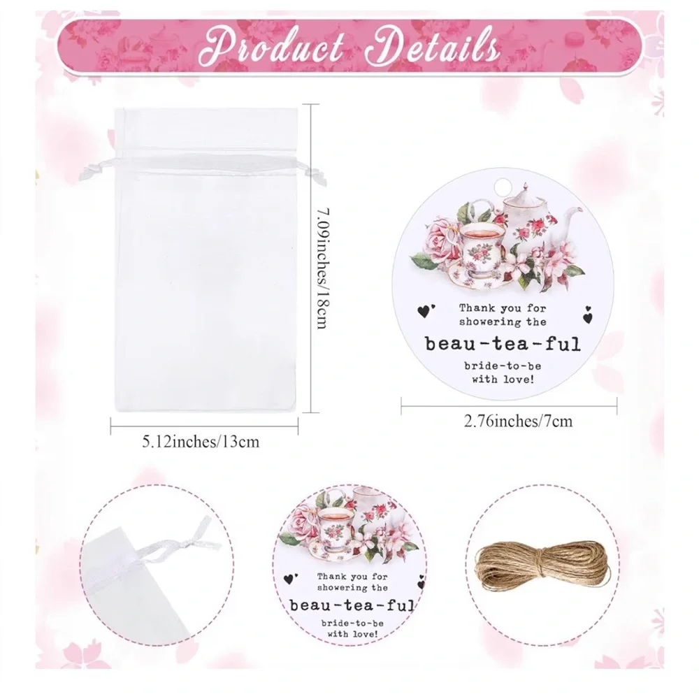 NEW 30 Sets Tea Party Bridal Shower Favors Foldable Fans Thank You Gift Bags